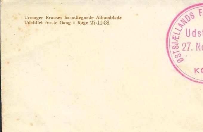 Udstillingskuvert fra 27. november 1938 da klubben hed Østsjællands Filatelistforening
